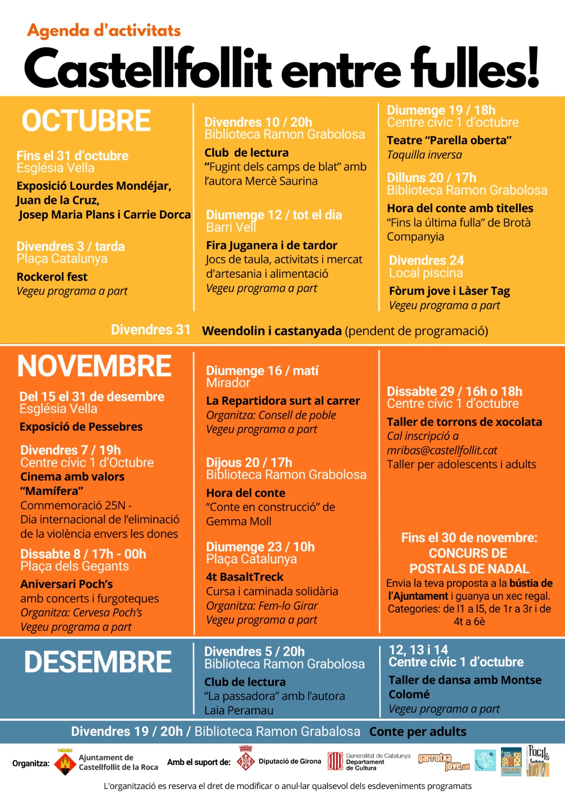 Agenda cultural de la tardor a Castellfollit de la Roc