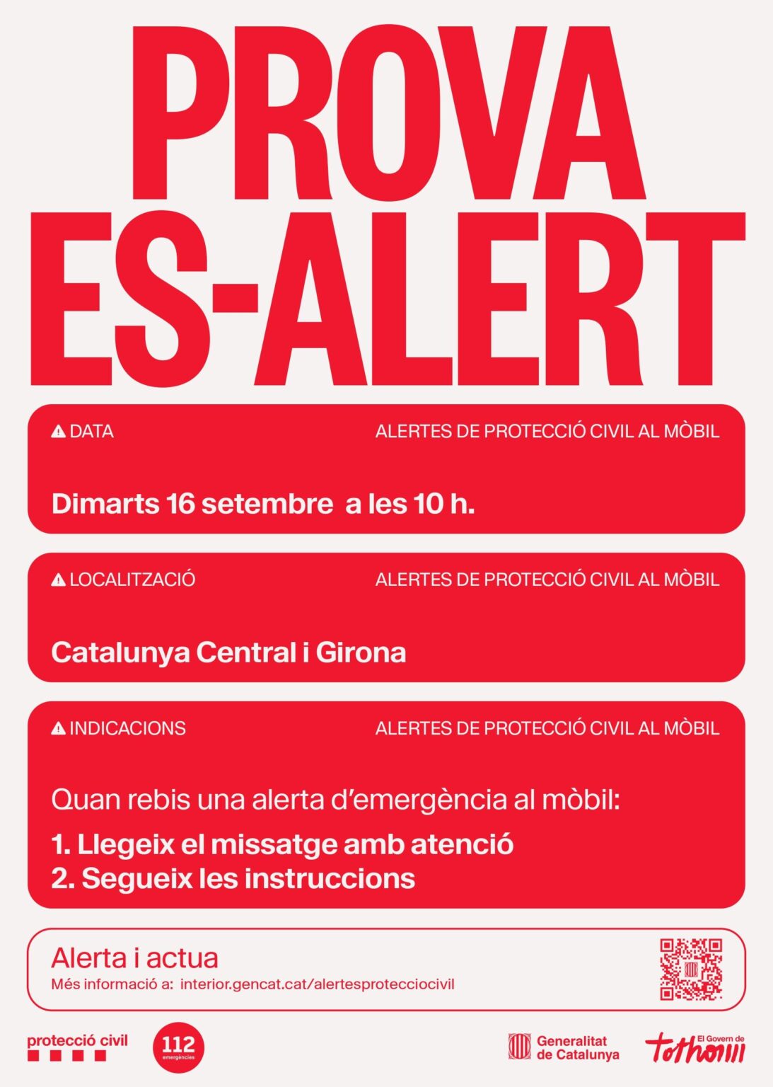 Prova del sistema d’alertes al mòbil (ES-ALERT) – dimarts 16 de ...